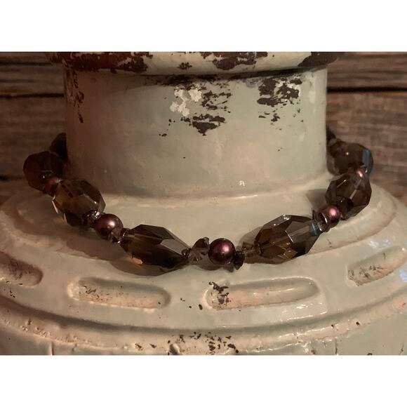 Deb Guyot Sterling Silver, Smokey Topaz and Freshwater Pearl Necklace - Picture 1 of 6